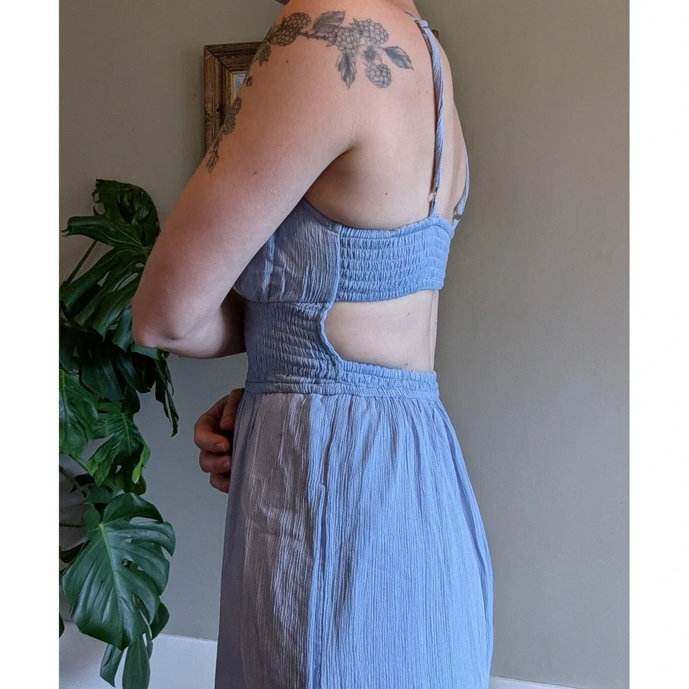 NWT Hollister Pant Jumpsuit Smocked Babydoll Coquette Boho Cottage Relaxed Beach